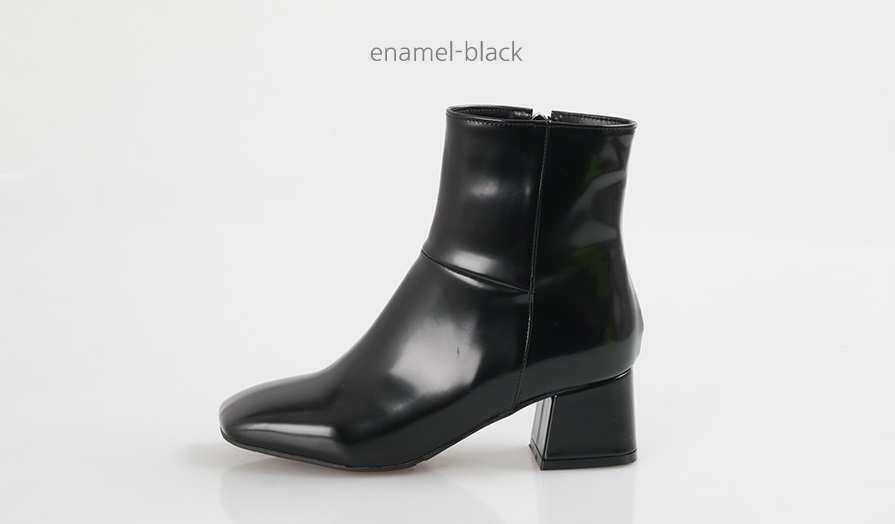 Leather suede square nose mid-angle boots heel hei