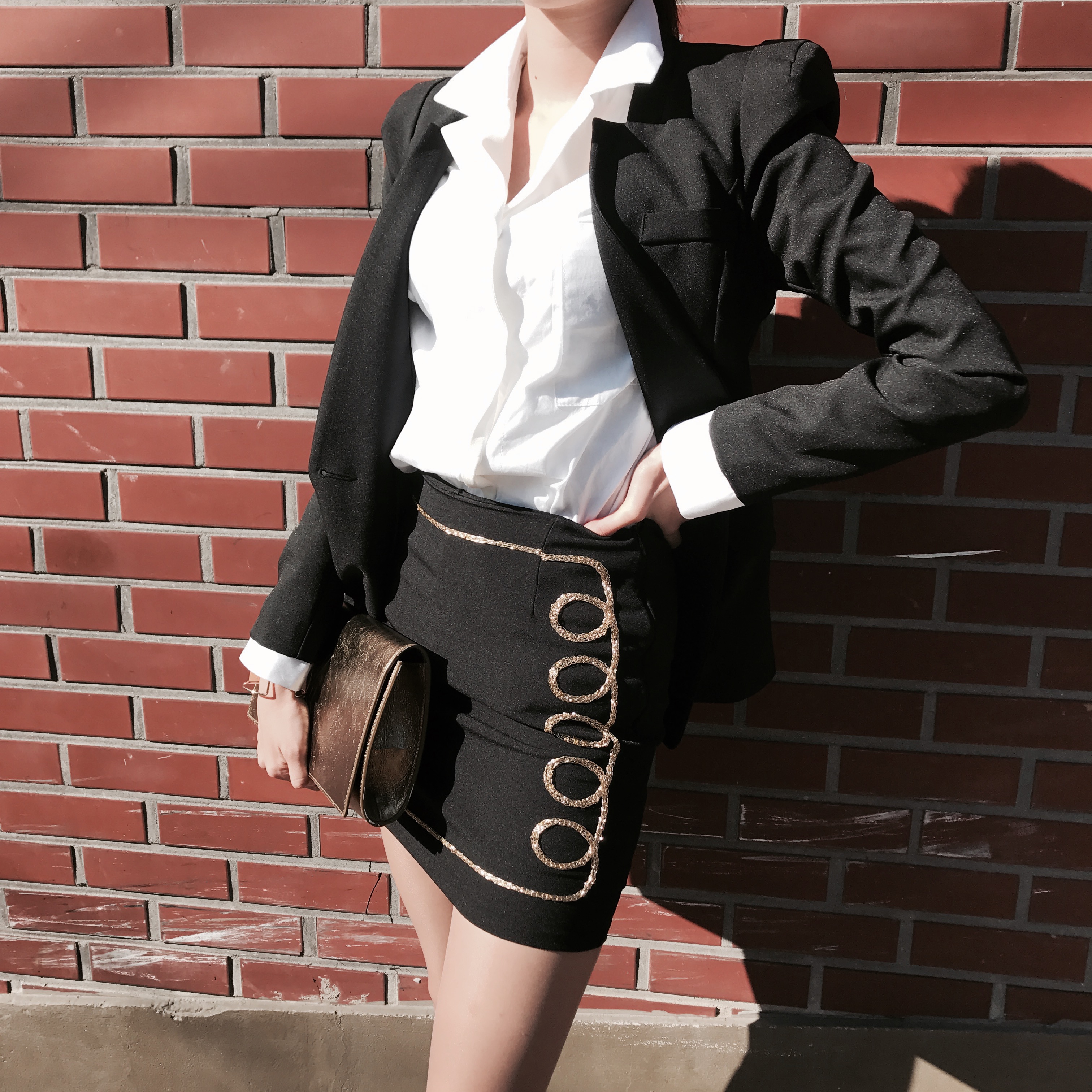 Gold ring skirt pants mini skirt sexy girl crush l