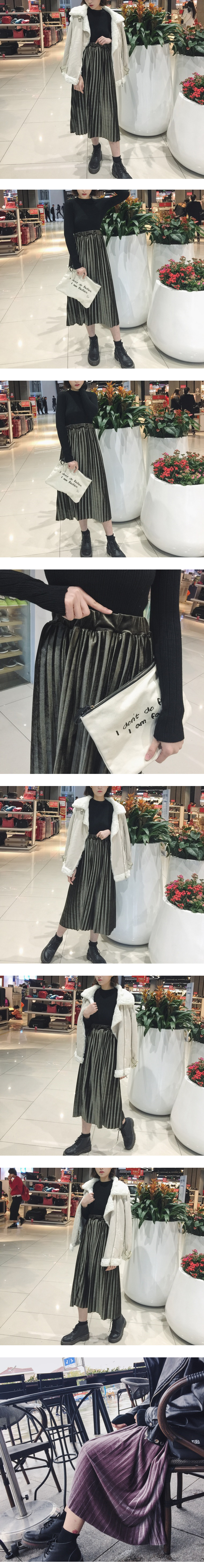 Banding velvet pleated skirt Classic stylish BASIC