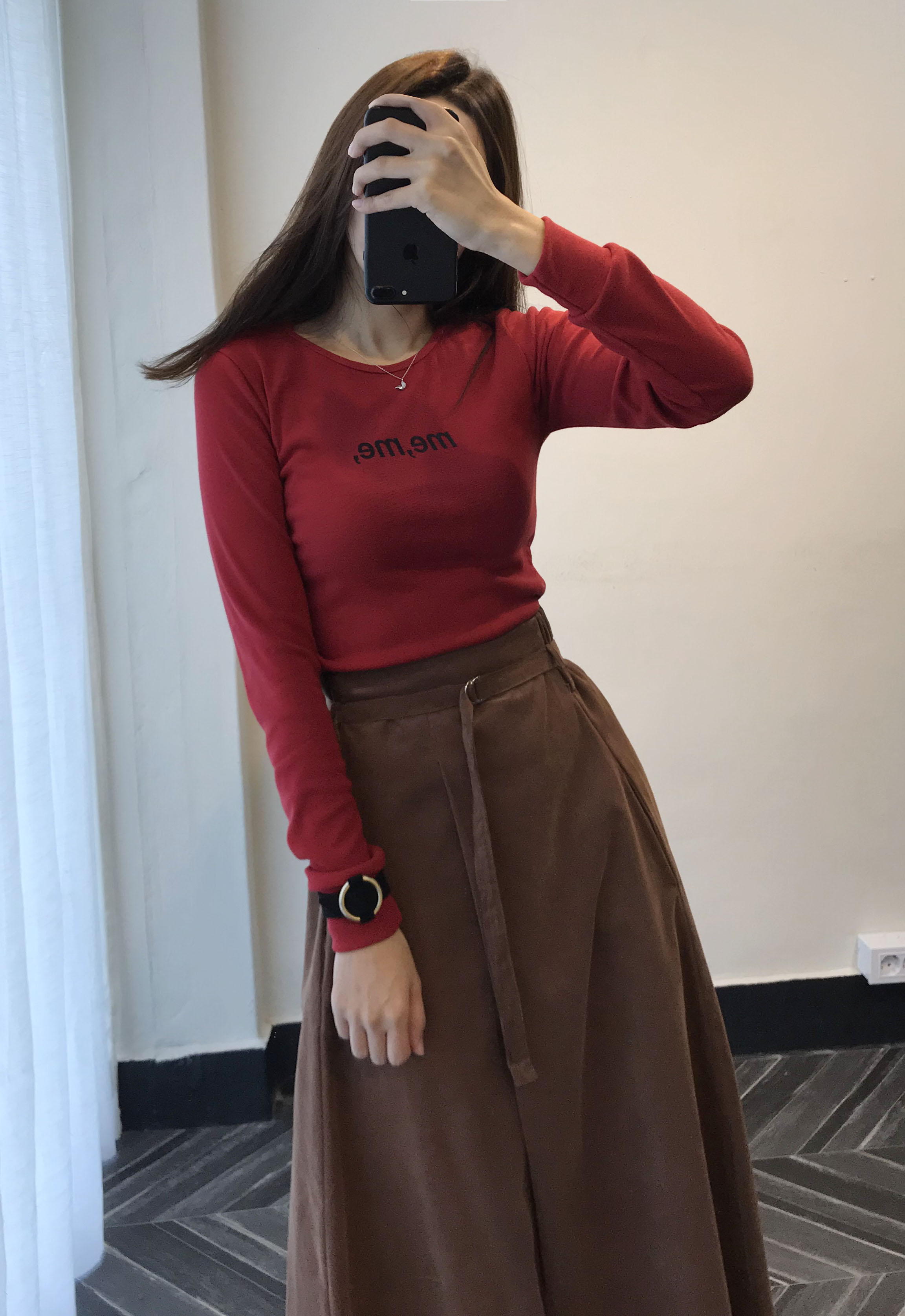 Long skirt 2color skirt autumn