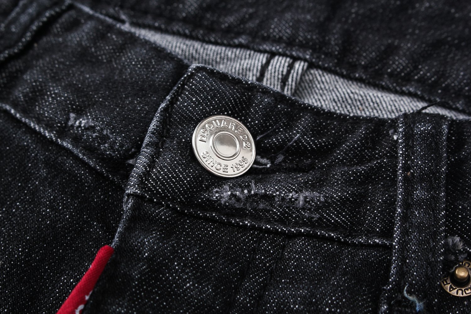 Korea Jeans Pants DiSquared 2 Black Leather Patch 