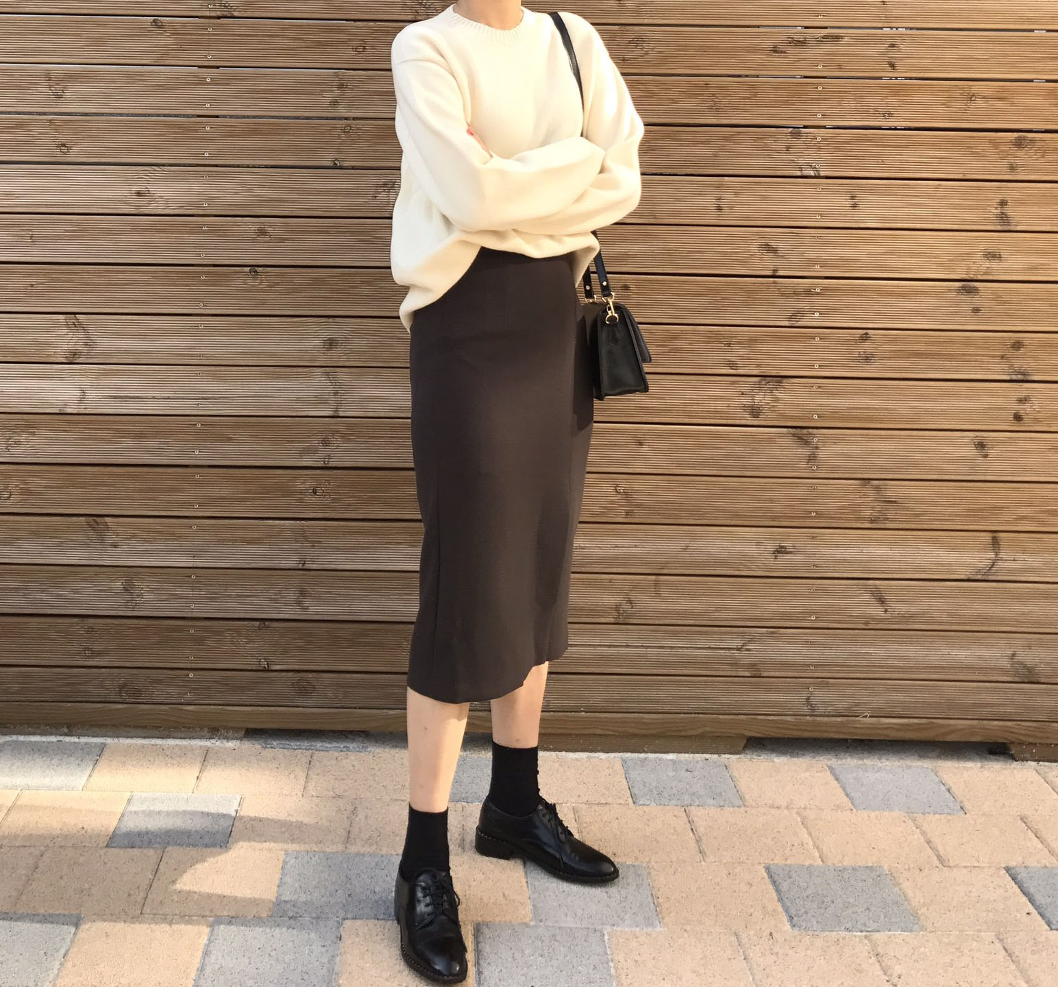 Autumn H line high waist long skirts coordination 