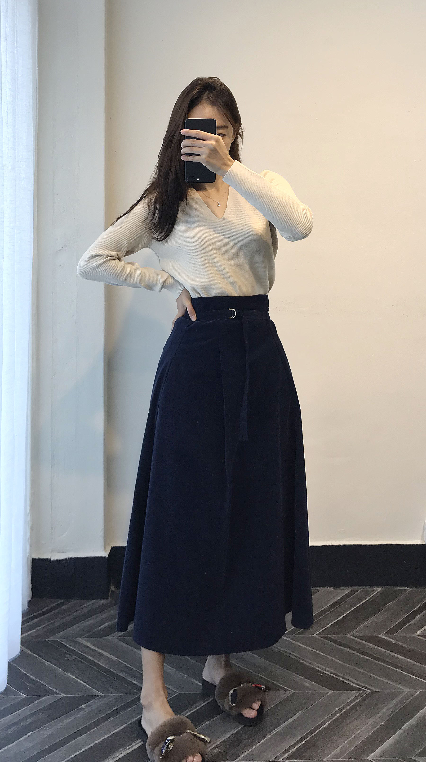 Long skirt 2color skirt autumn