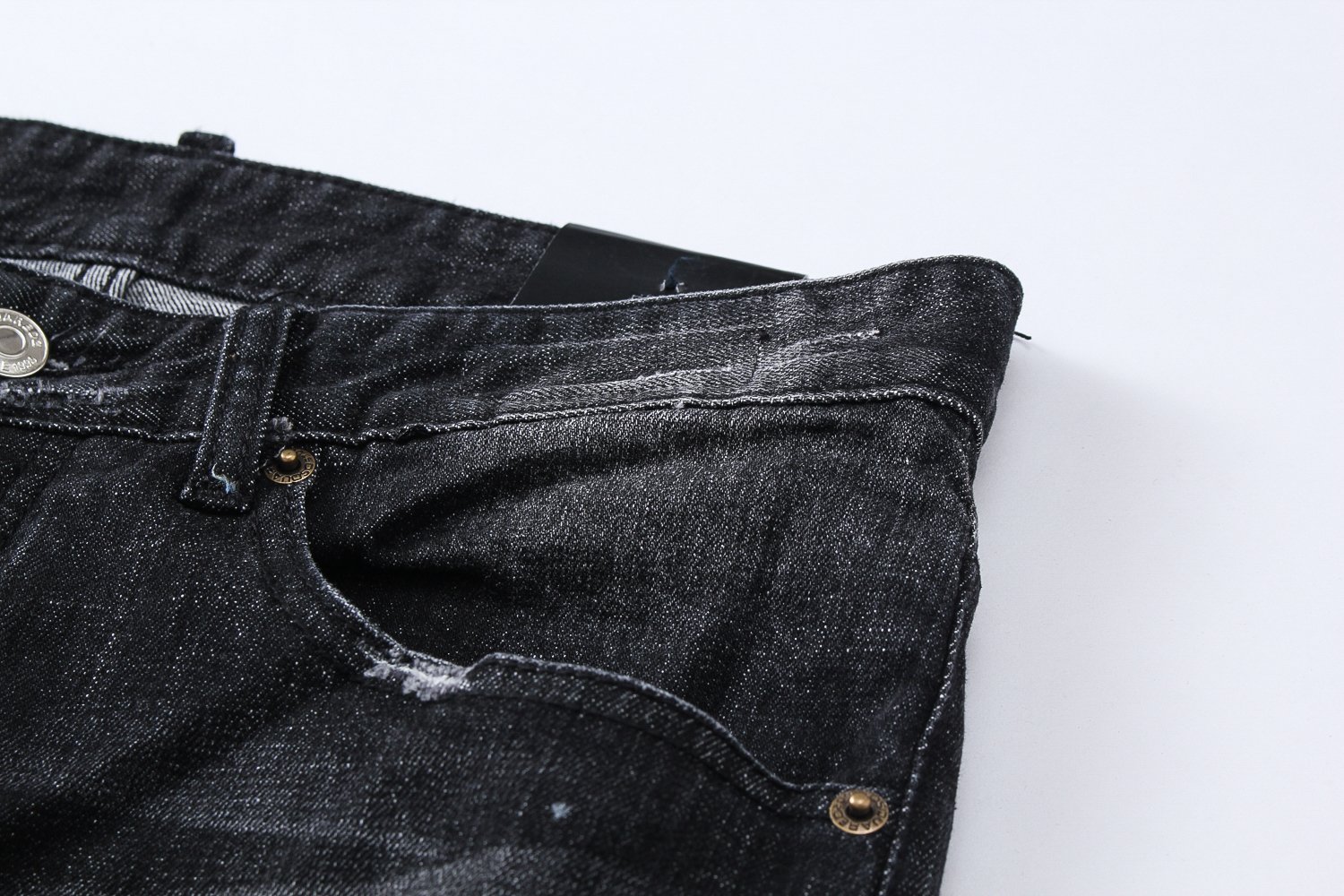 Korea Jeans Pants DiSquared 2 Black Leather Patch 