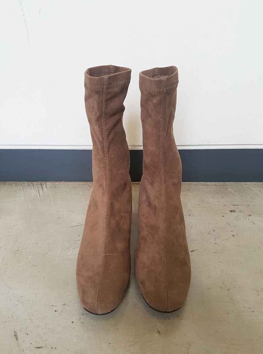 Suede Middle Heel Square Toe Spangle Ankle Boots 5