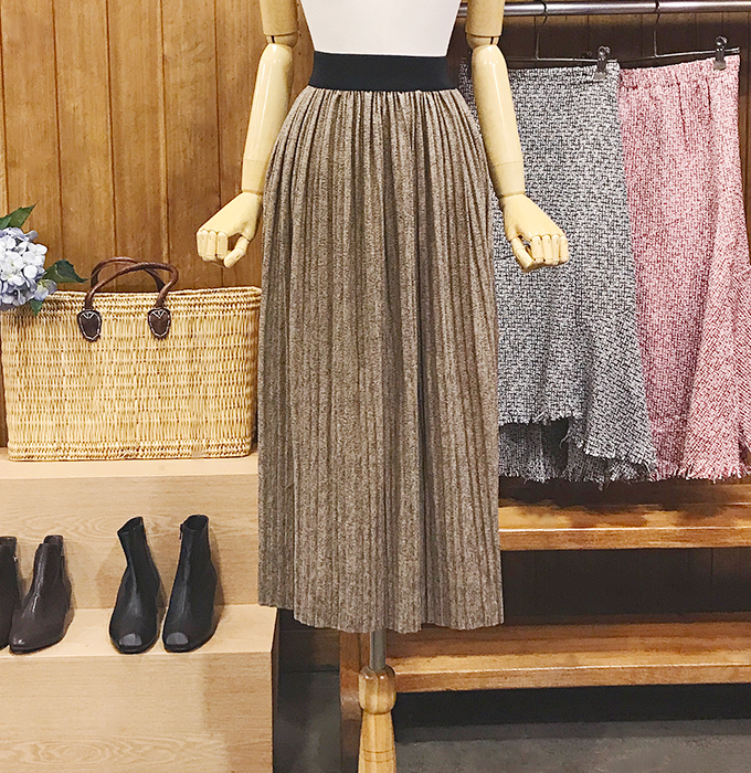 Winter wool pleated long skirt brushed bending wri