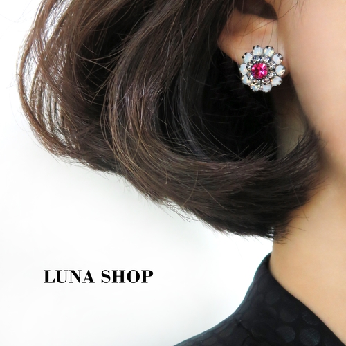 Bling pink earrings office look ladies mall access