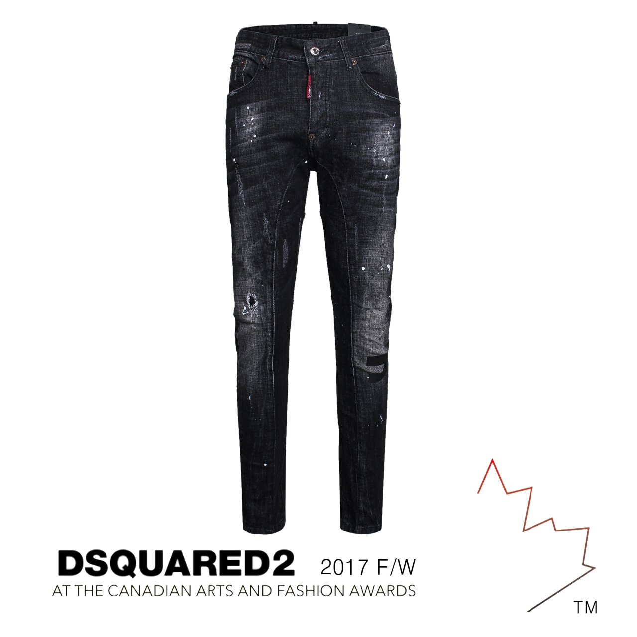 Korea Jeans Pants DiSquared 2 Black Leather Patch 