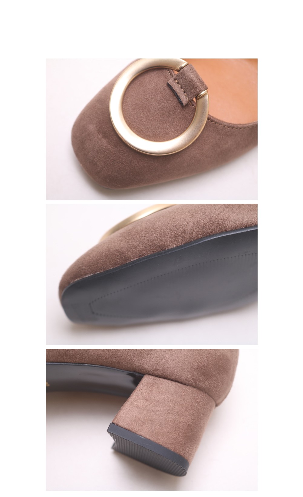 Metal Decorative Suede Pumps 4.5cm Middle Heel Rin