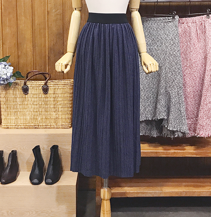 Winter wool pleated long skirt brushed bending wri