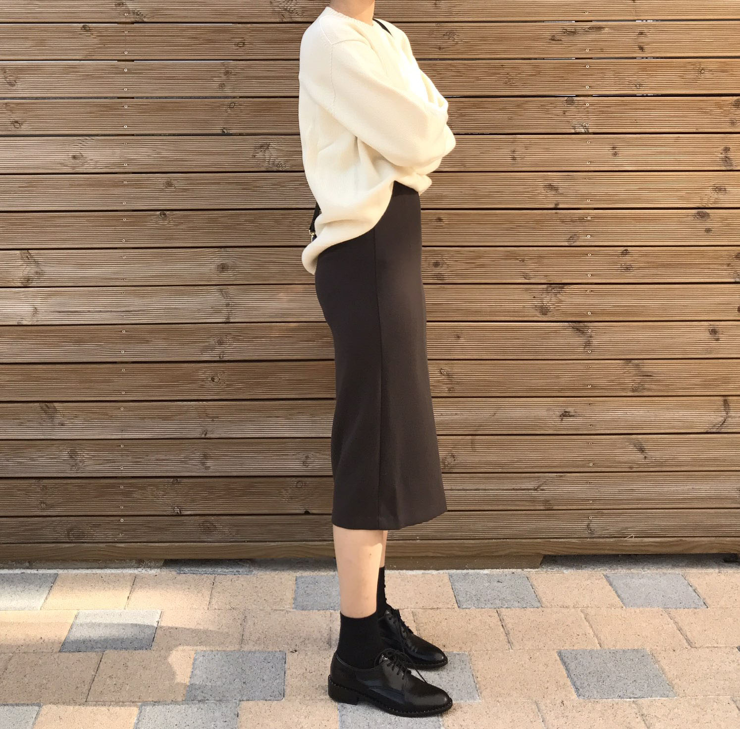 Autumn H line high waist long skirts coordination 