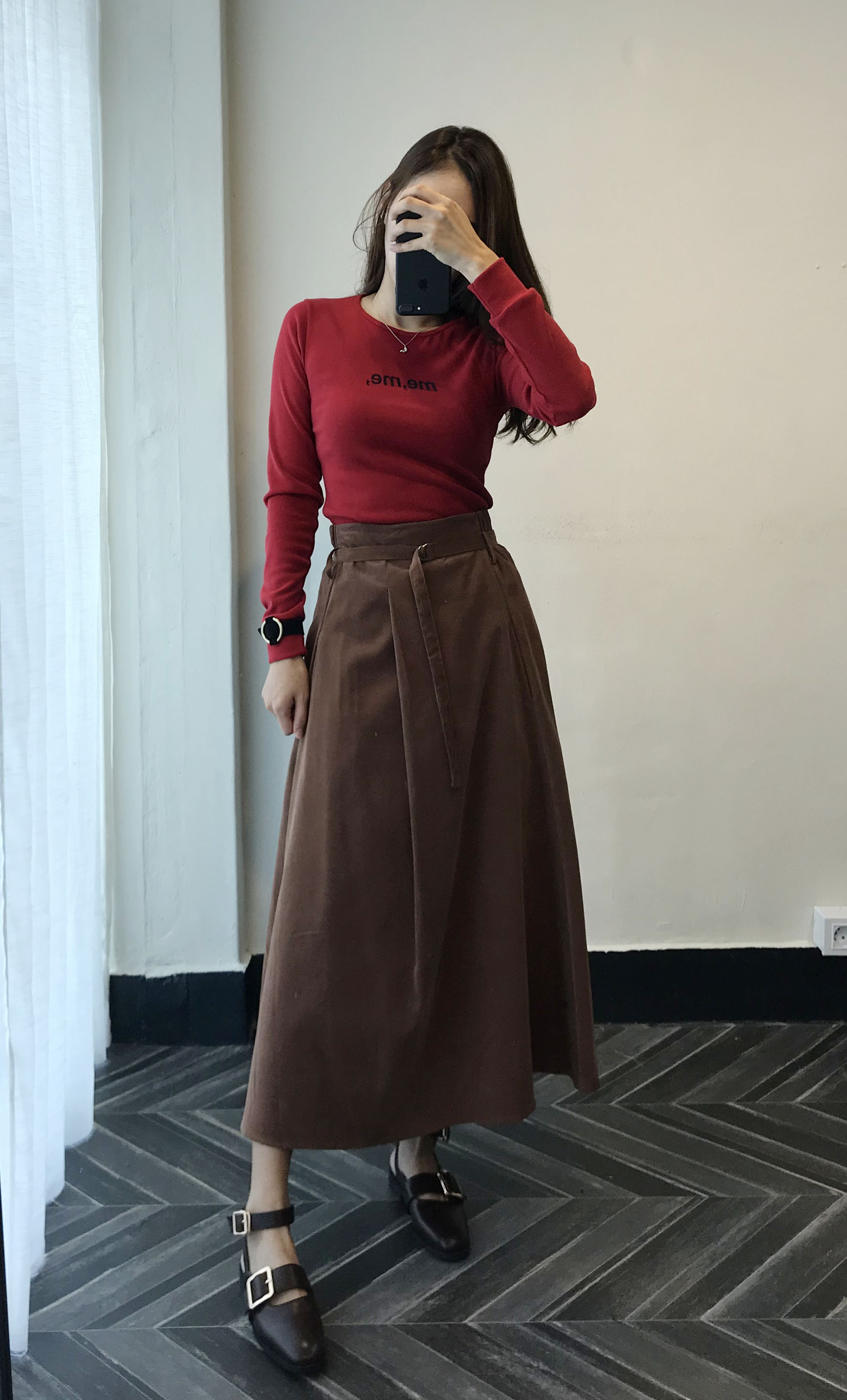 Long skirt 2color skirt autumn
