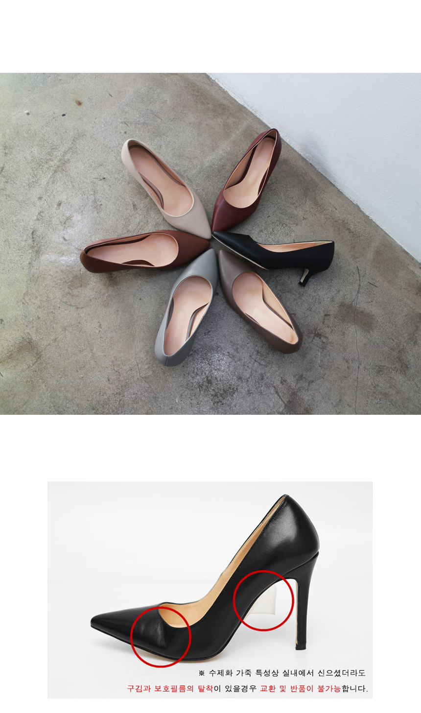 Handmade Cowhide Stiletto Mid Hill 5cm Women's 