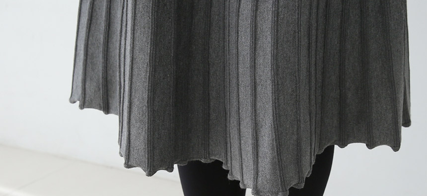 Knitted Pleated Long Skirt Crease Flare Romantic D