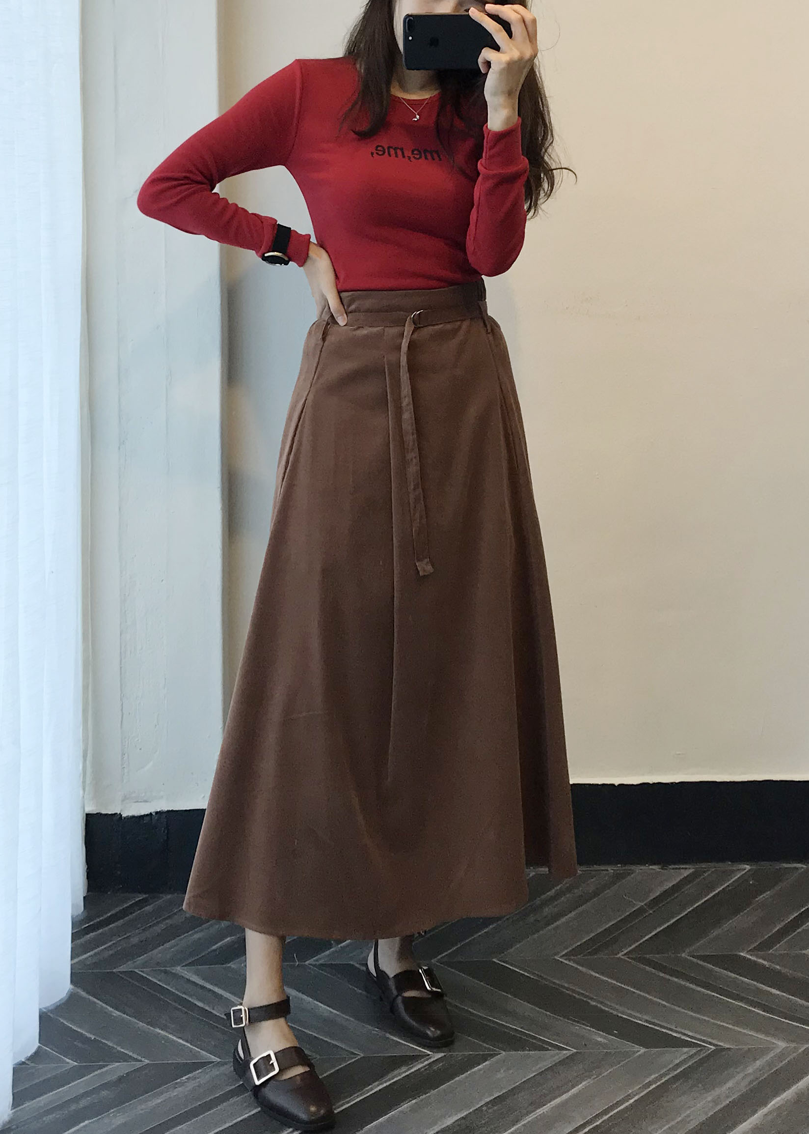 Long skirt 2color skirt autumn