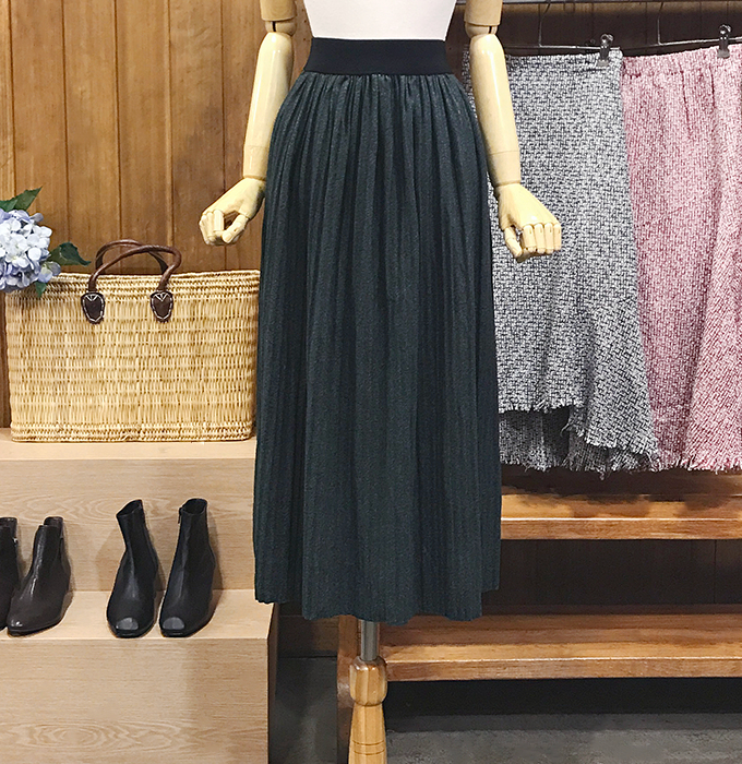 Winter wool pleated long skirt brushed bending wri