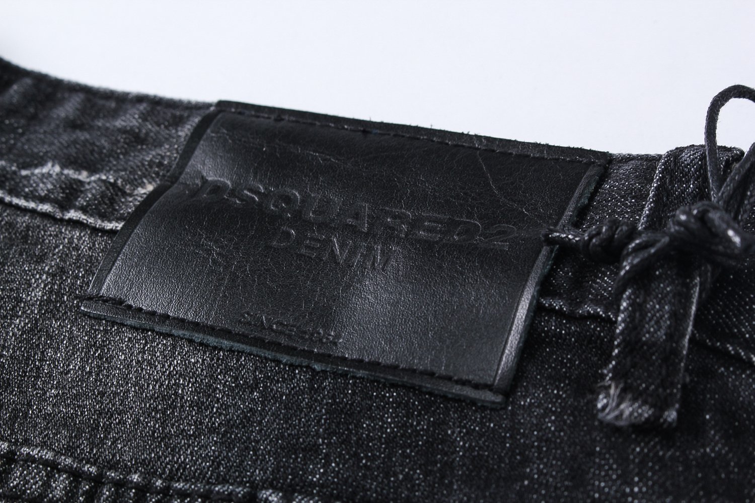 Korea Jeans Pants DiSquared 2 Black Leather Patch 