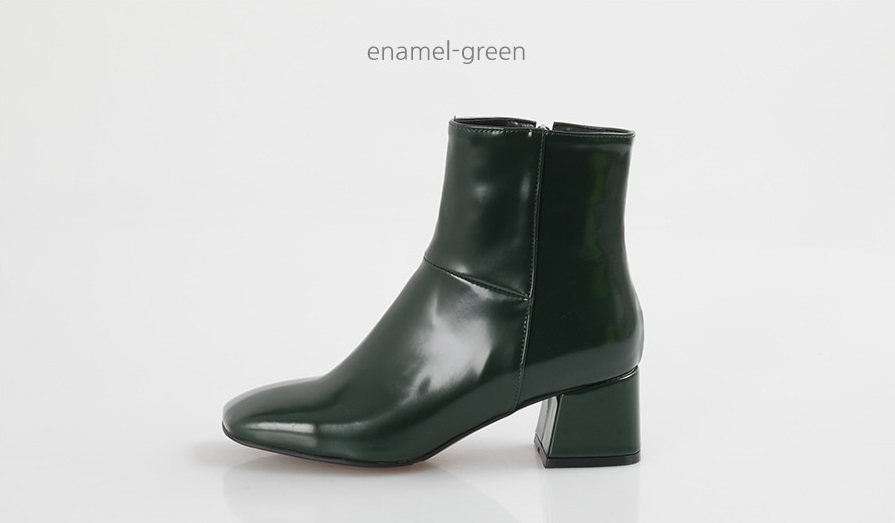 Leather suede square nose mid-angle boots heel hei