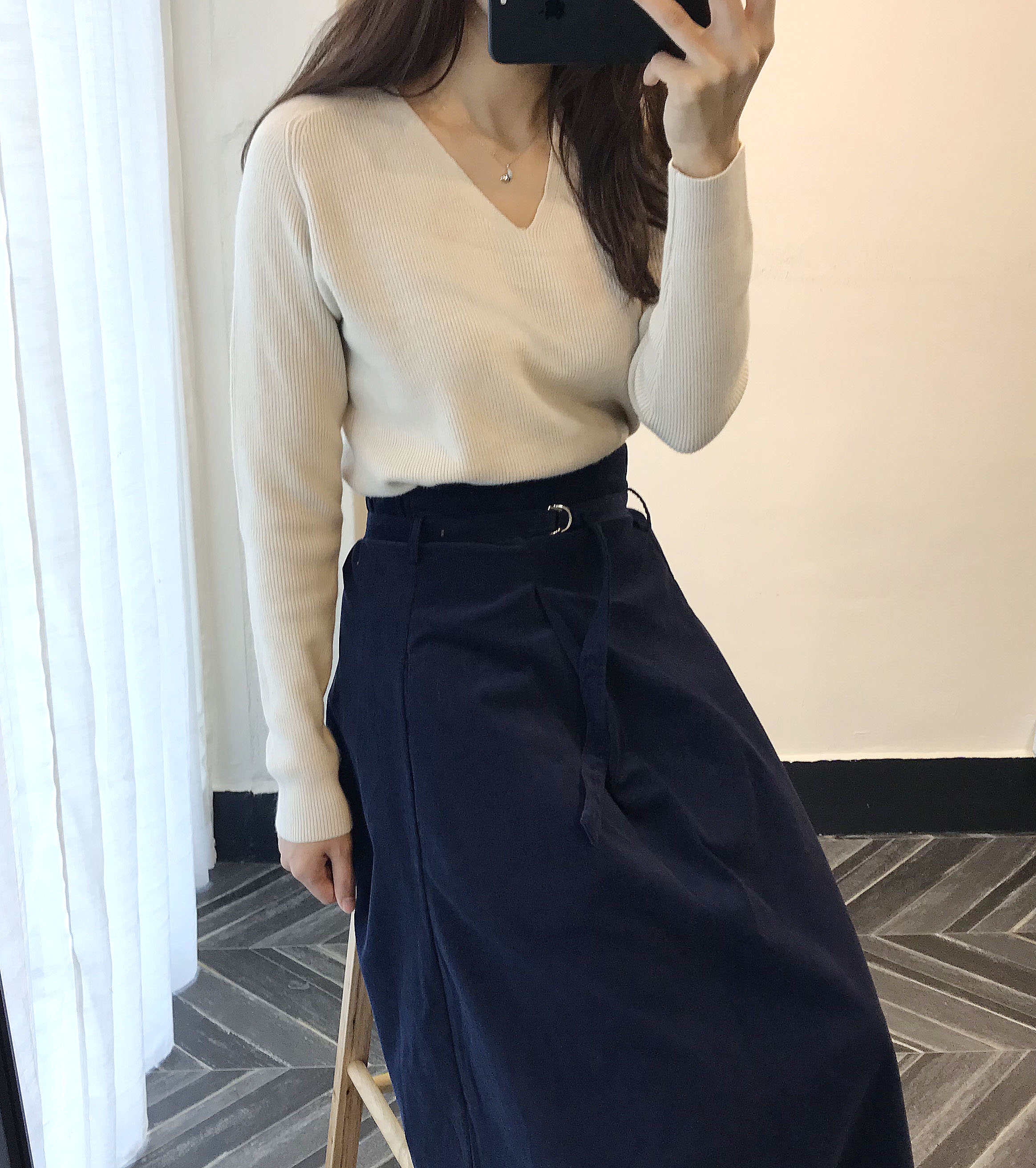 Long skirt 2color skirt autumn