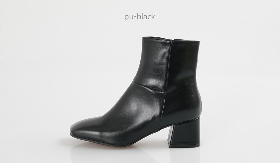 Leather suede square nose mid-angle boots heel hei