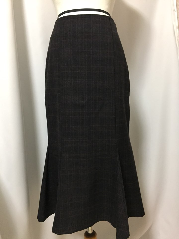 Check Mermaid skirt 2col Stylish neat modern sensi