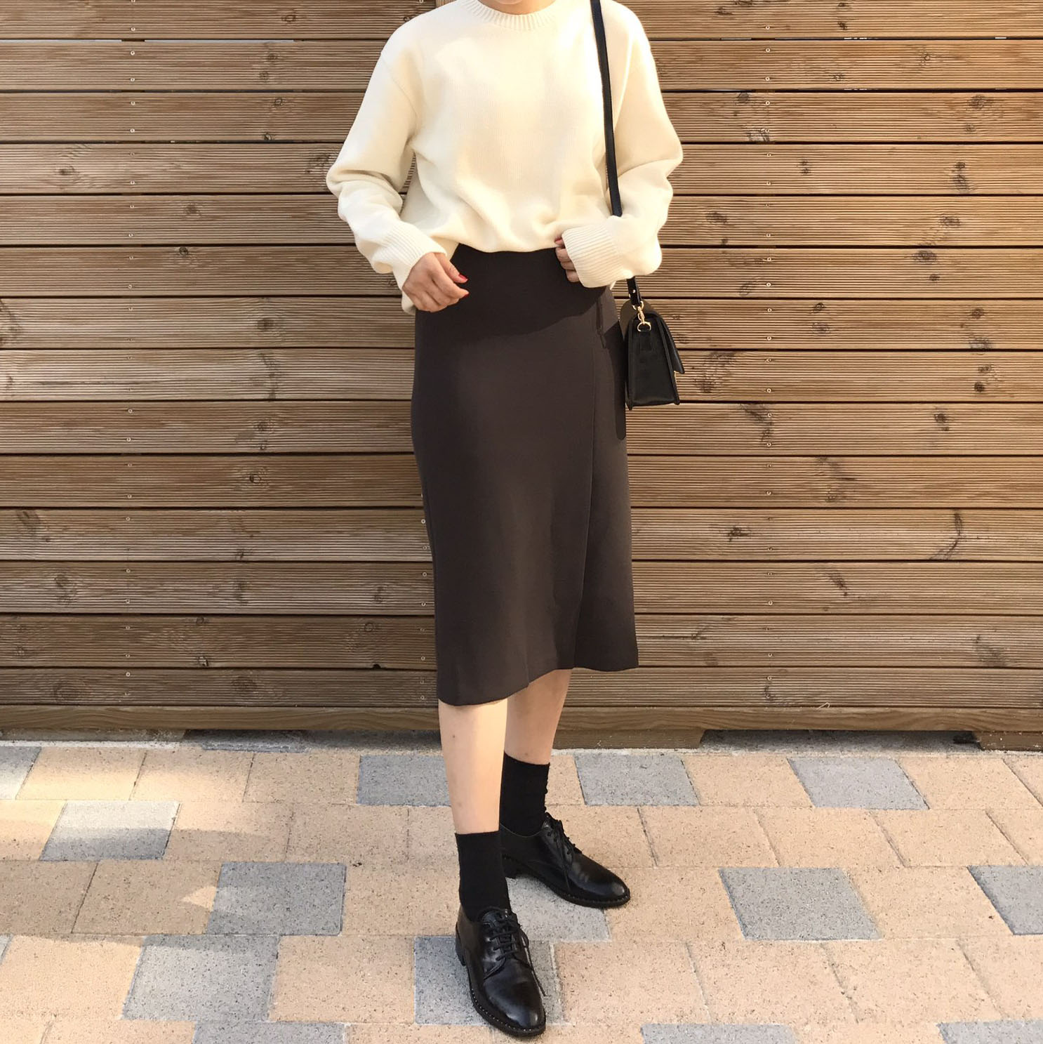 Autumn H line high waist long skirts coordination 