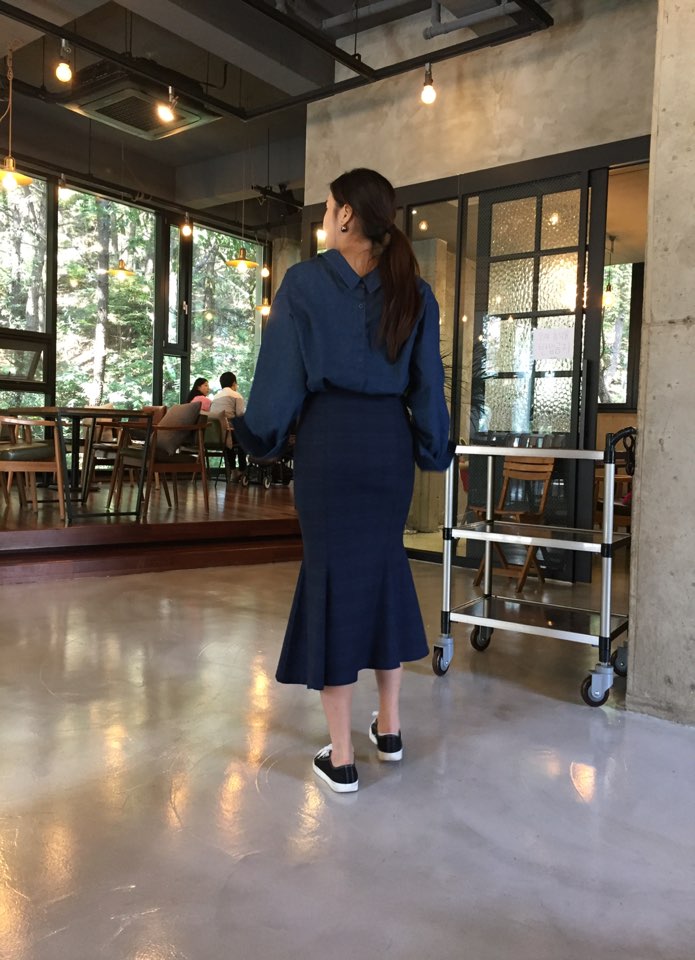 Check Mermaid skirt 2col Stylish neat modern sensi