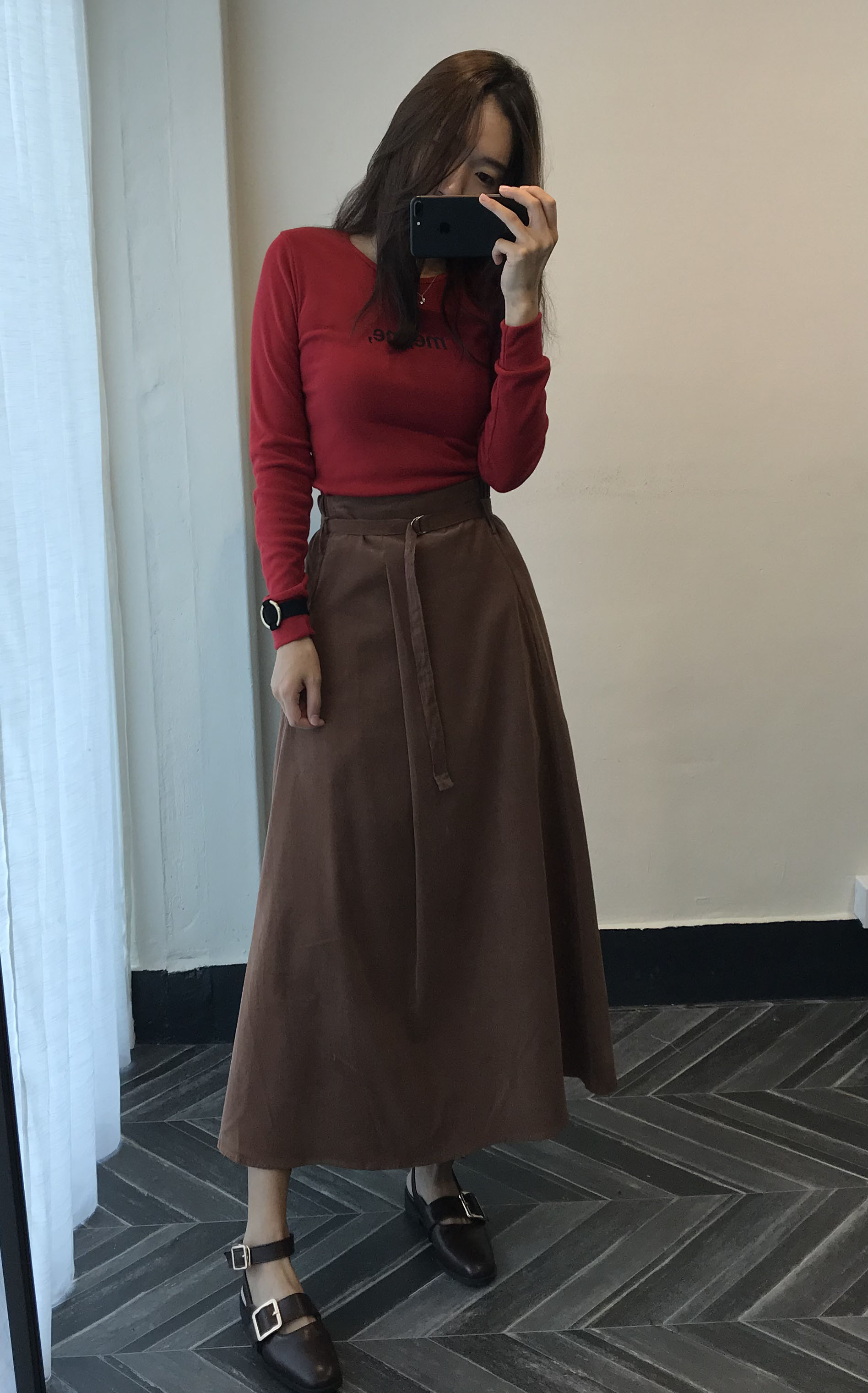 Long skirt 2color skirt autumn