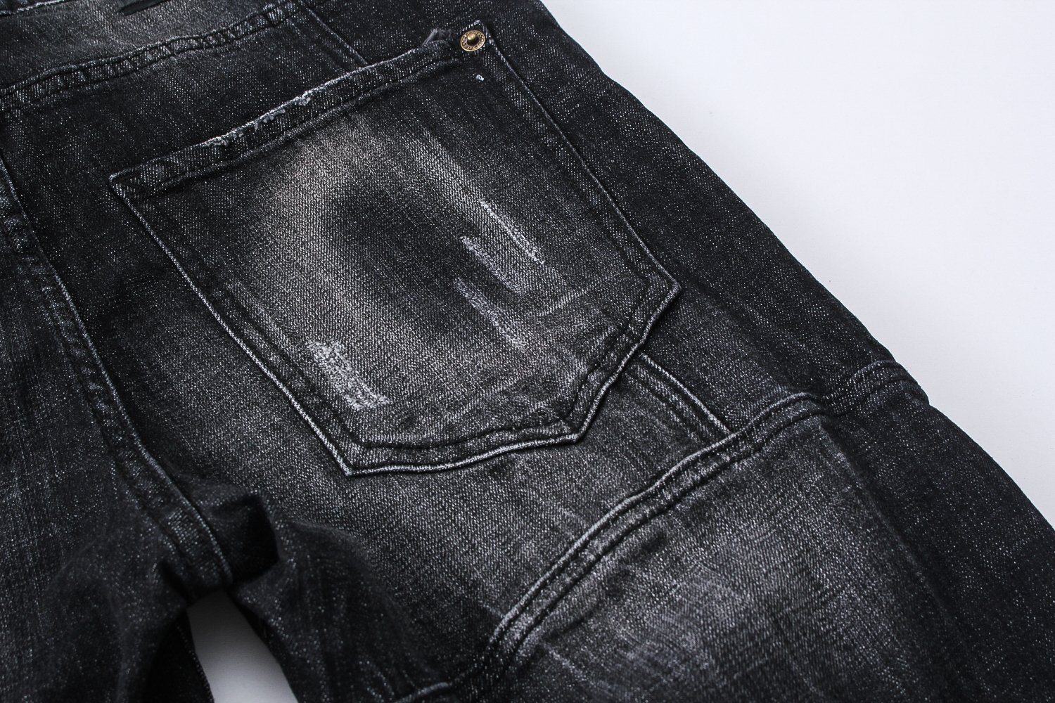 Korea Jeans Pants DiSquared 2 Black Leather Patch 