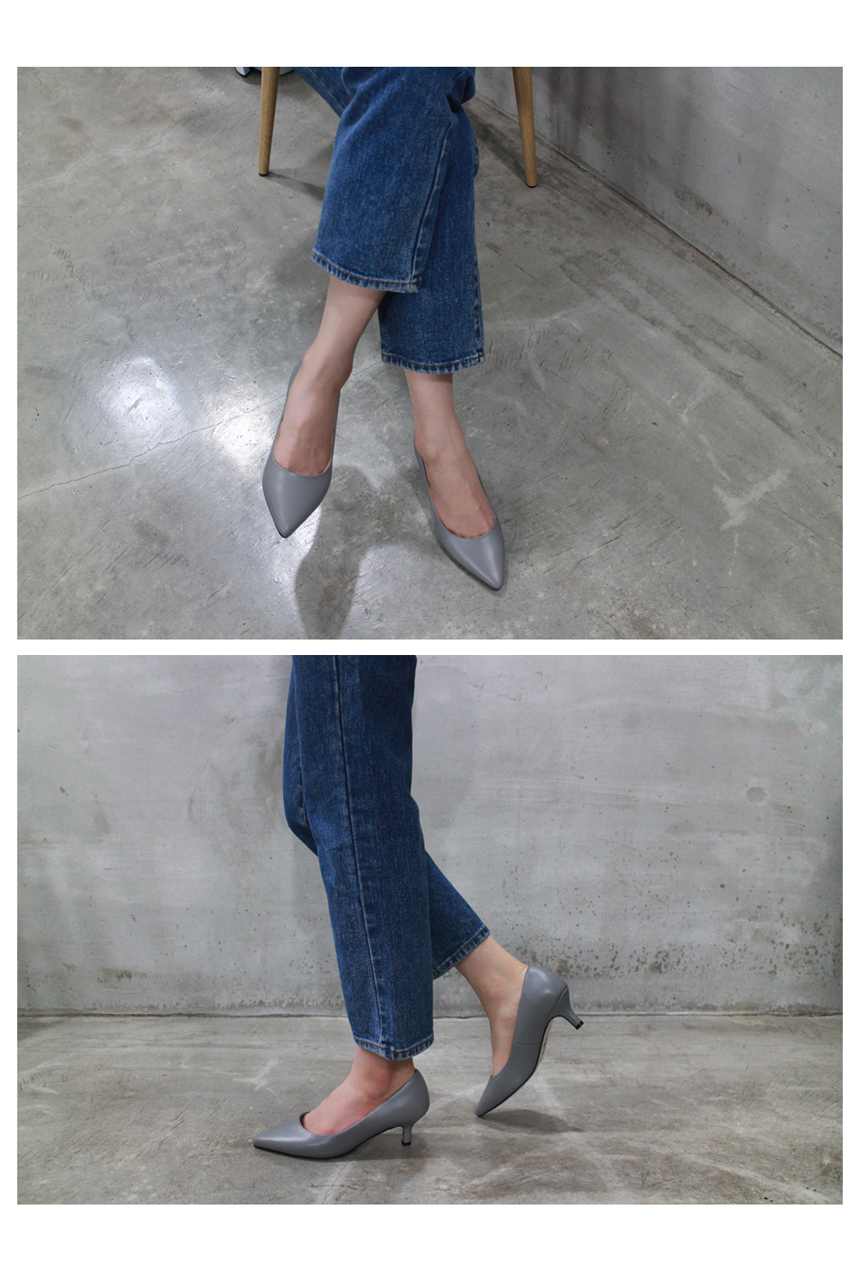 Handmade Cowhide Stiletto Mid Hill 5cm Women's 