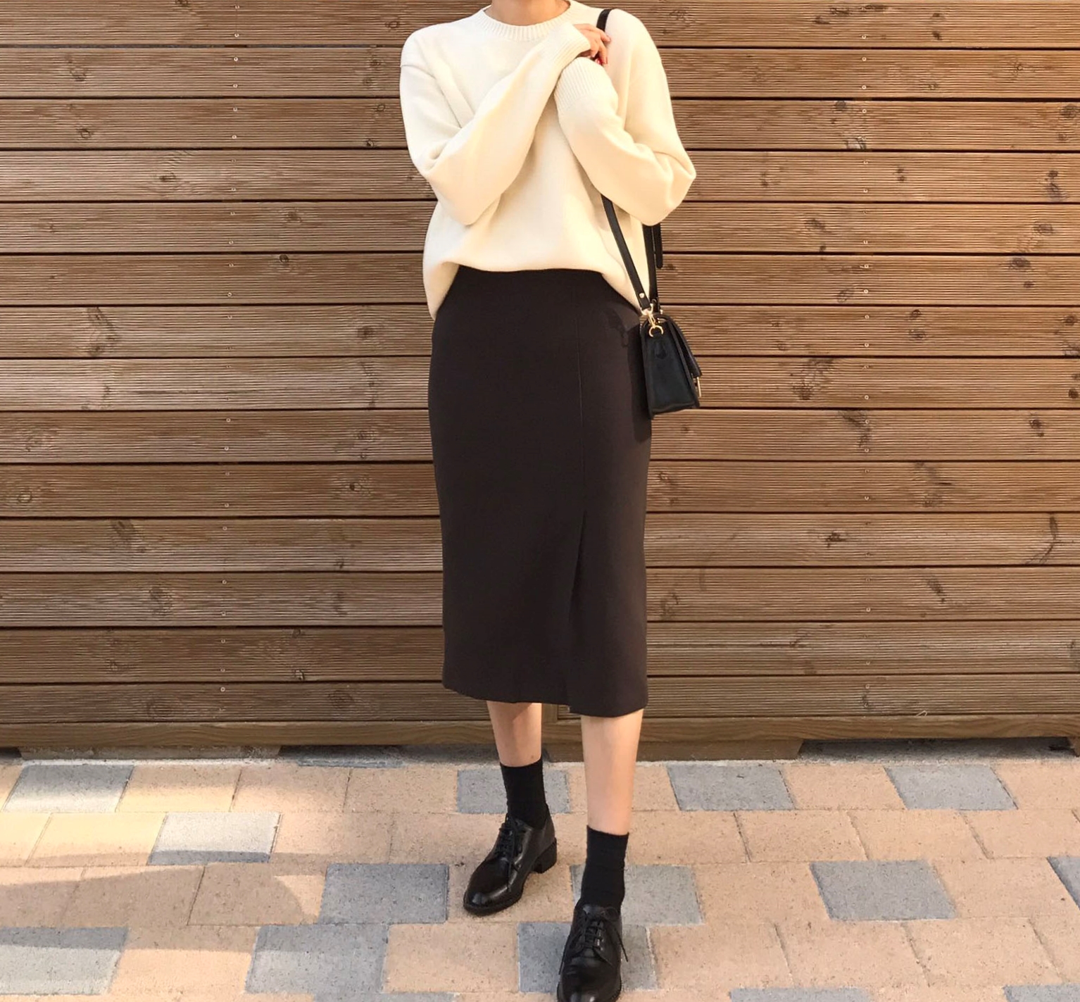 Autumn H line high waist long skirts coordination 