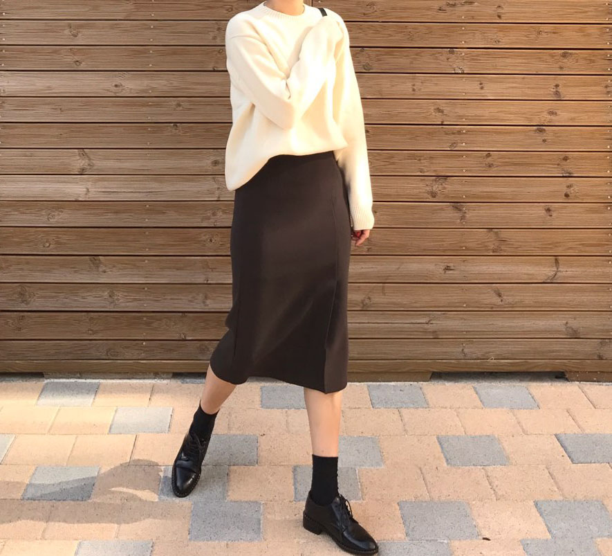 Autumn H line high waist long skirts coordination 