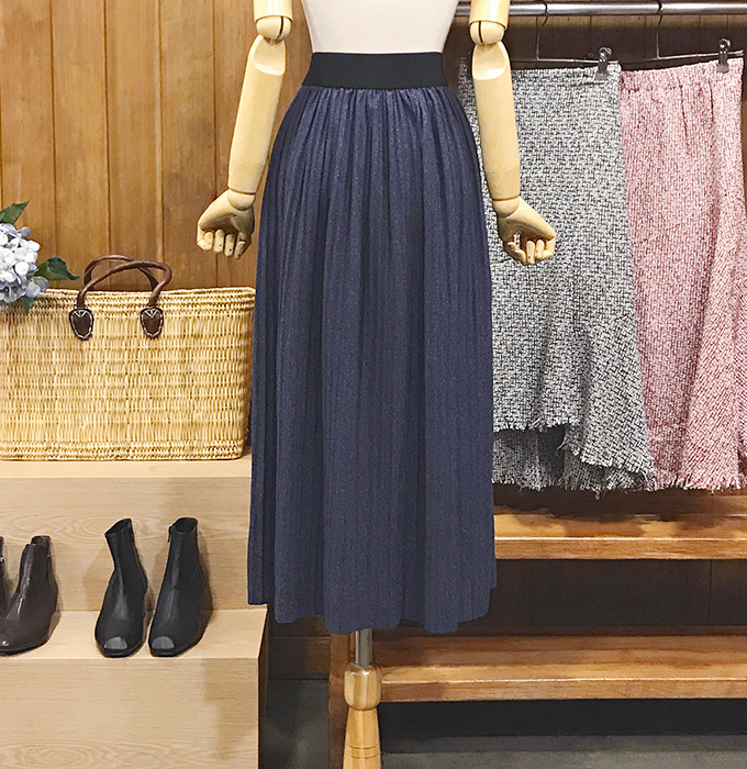 Winter wool pleated long skirt brushed bending wri