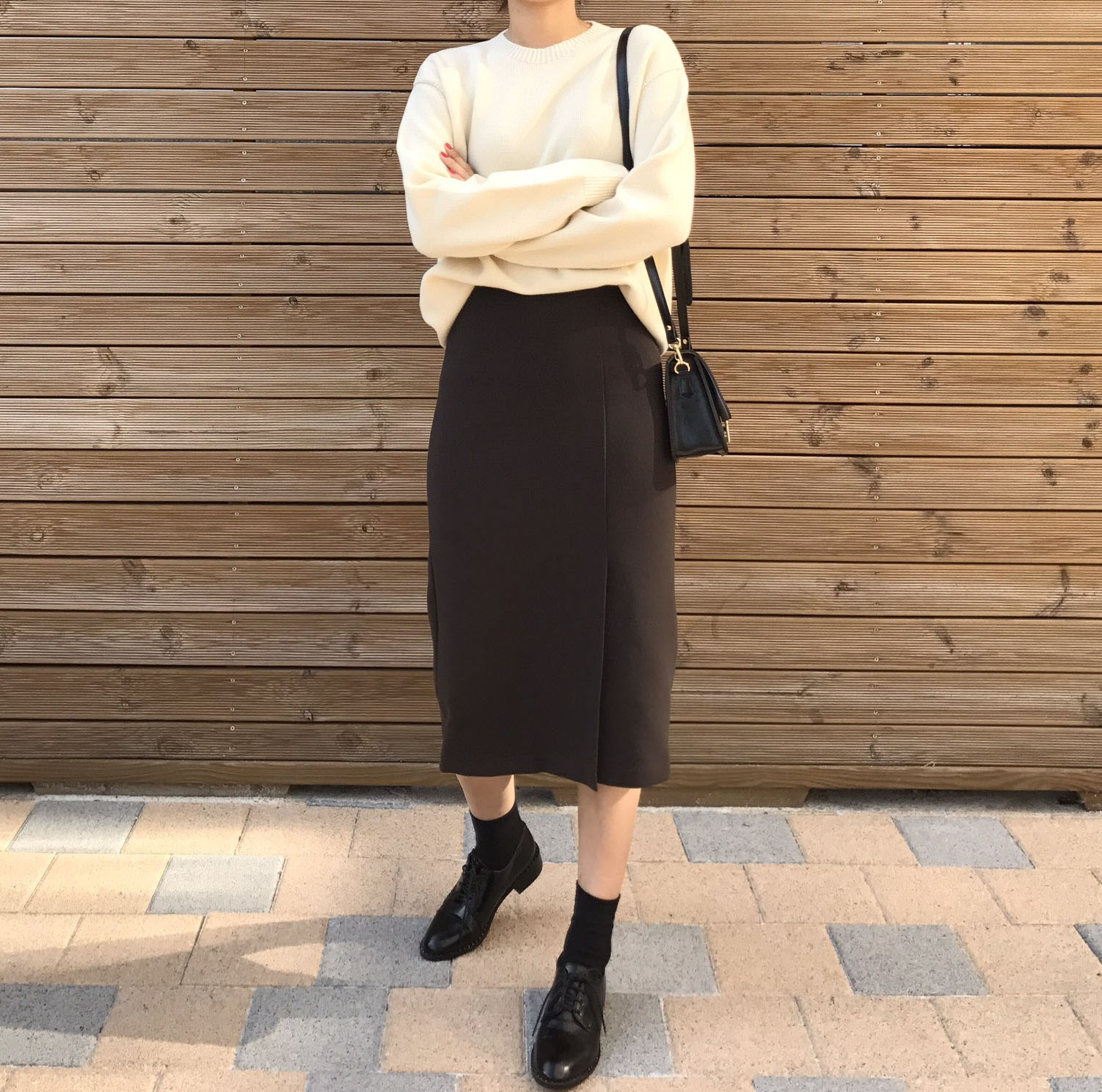 Autumn H line high waist long skirts coordination 