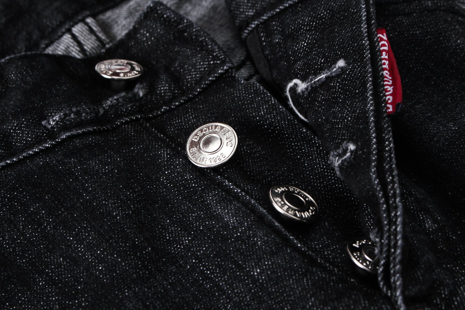 Korea Jeans Pants DiSquared 2 Black Leather Patch 
