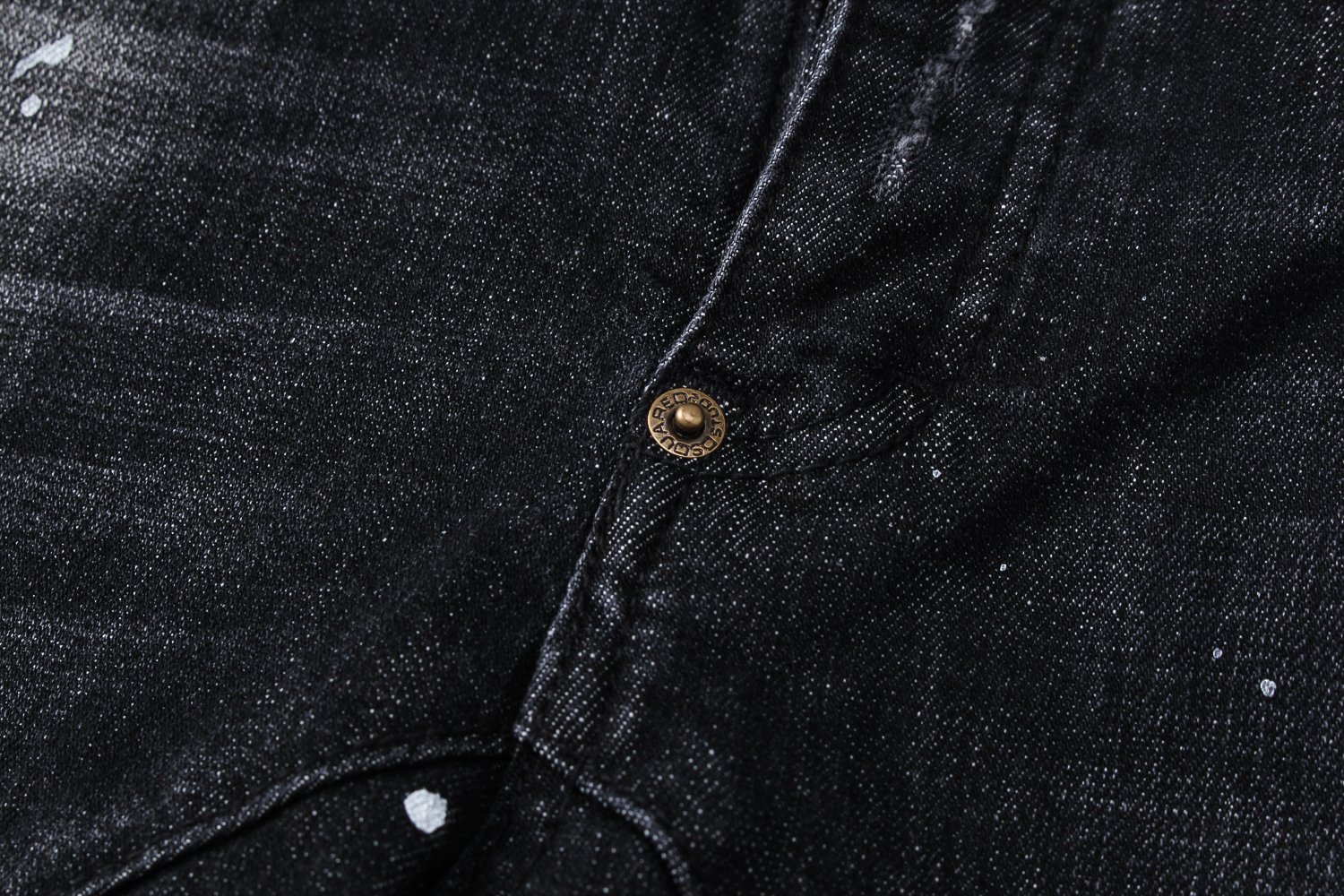 Korea Jeans Pants DiSquared 2 Black Leather Patch 