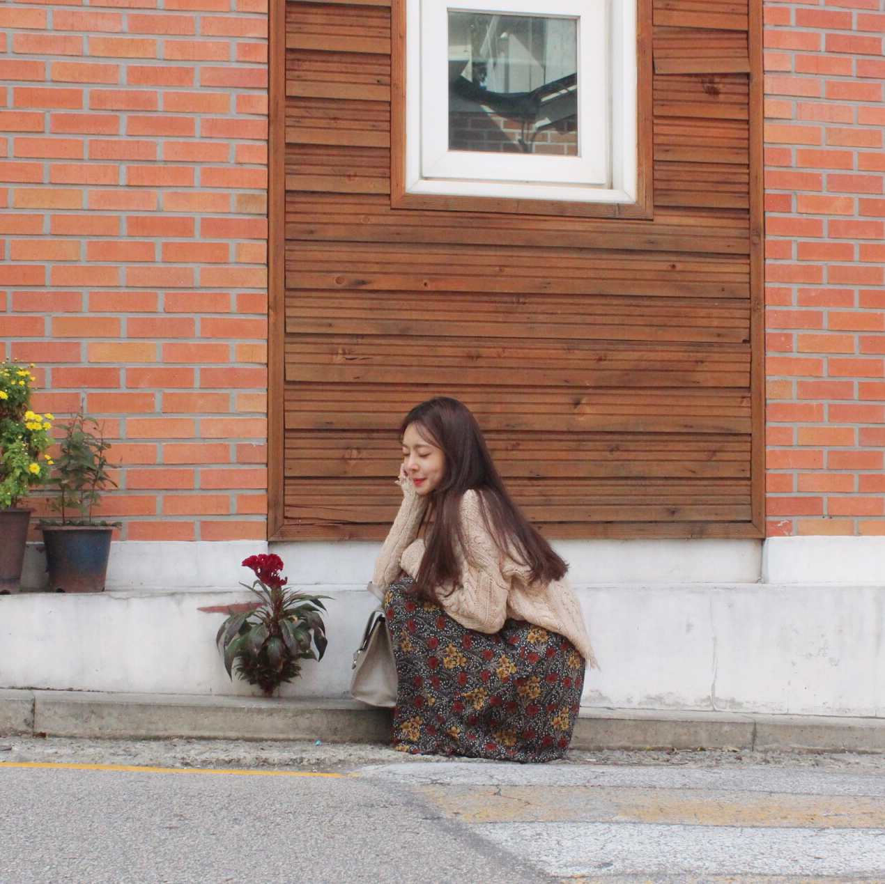 Flower chiffon maxi skirt 2col Winter Coordination