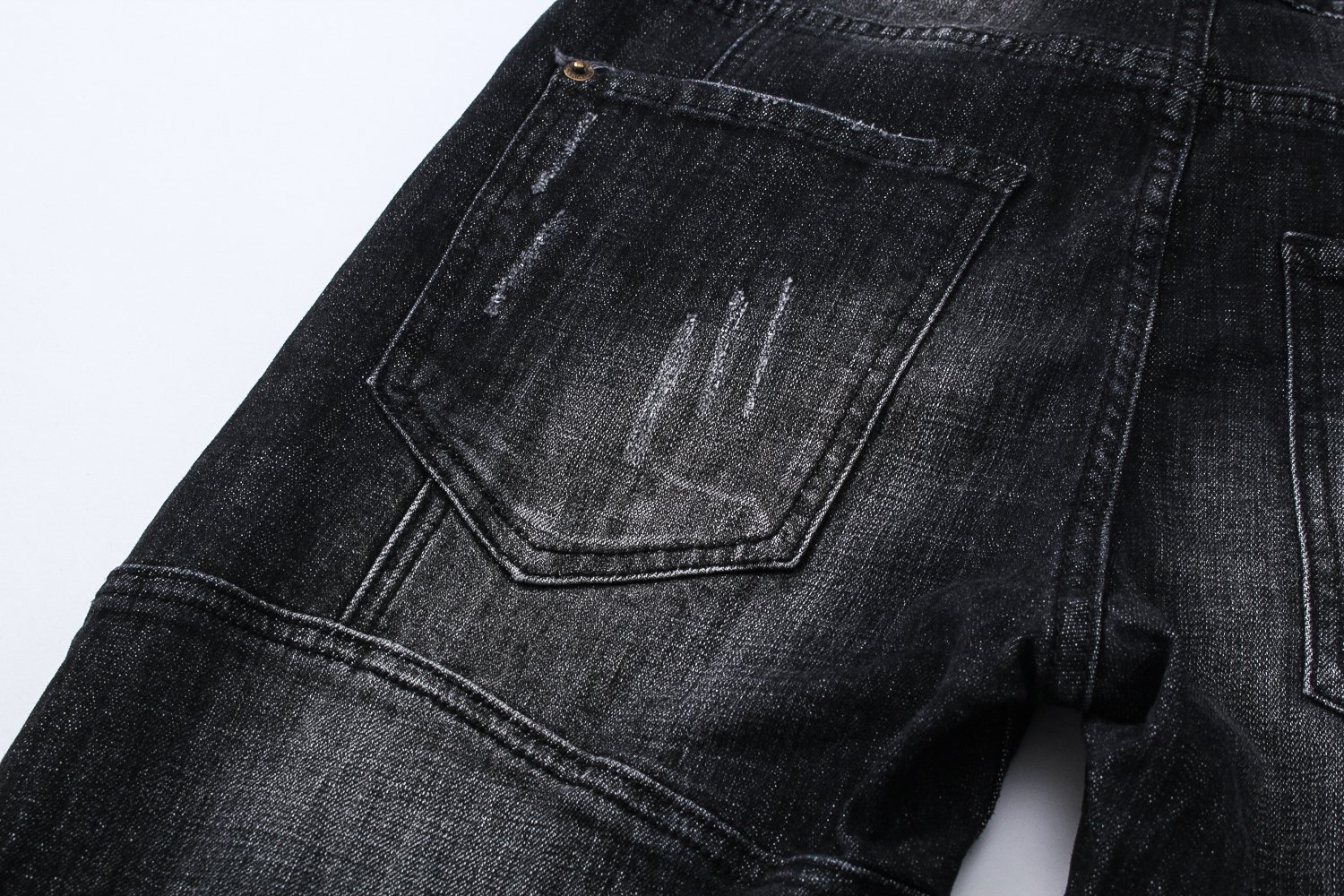 Korea Jeans Pants DiSquared 2 Black Leather Patch 