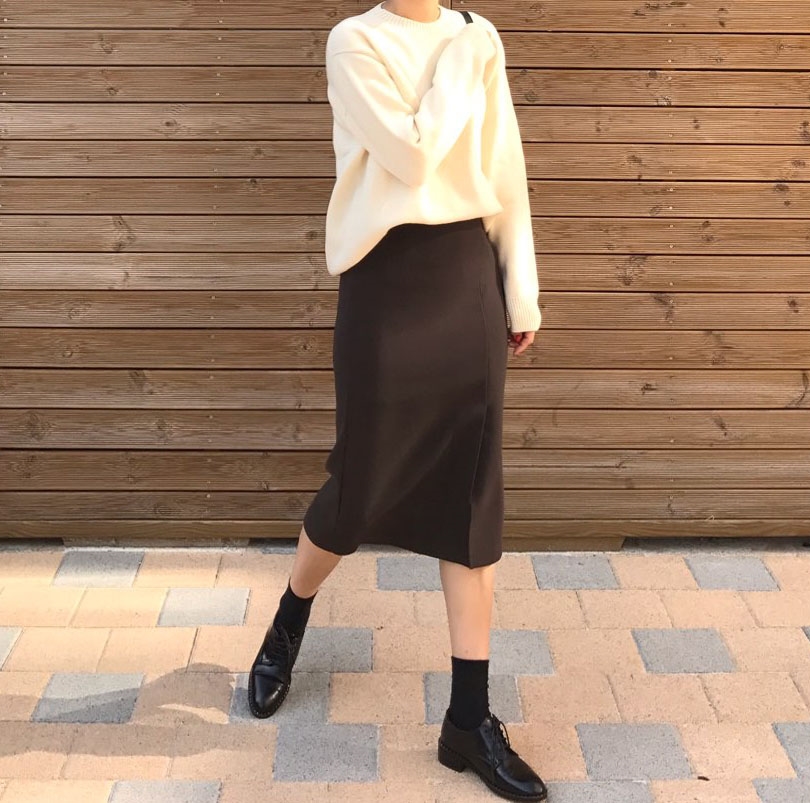 Autumn H line high waist long skirts coordination 