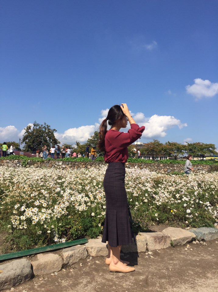 Check Mermaid skirt 2col Stylish neat modern sensi