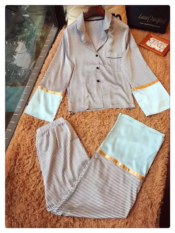 Imported Reica luxury silk long-sleeved pajamas cu