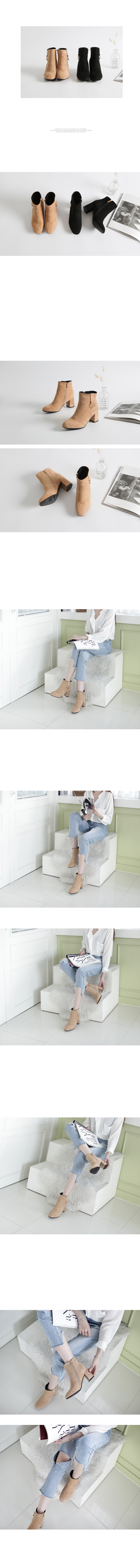 Suede Angle Boots 6cm Middle Ankle Round Neck Ring