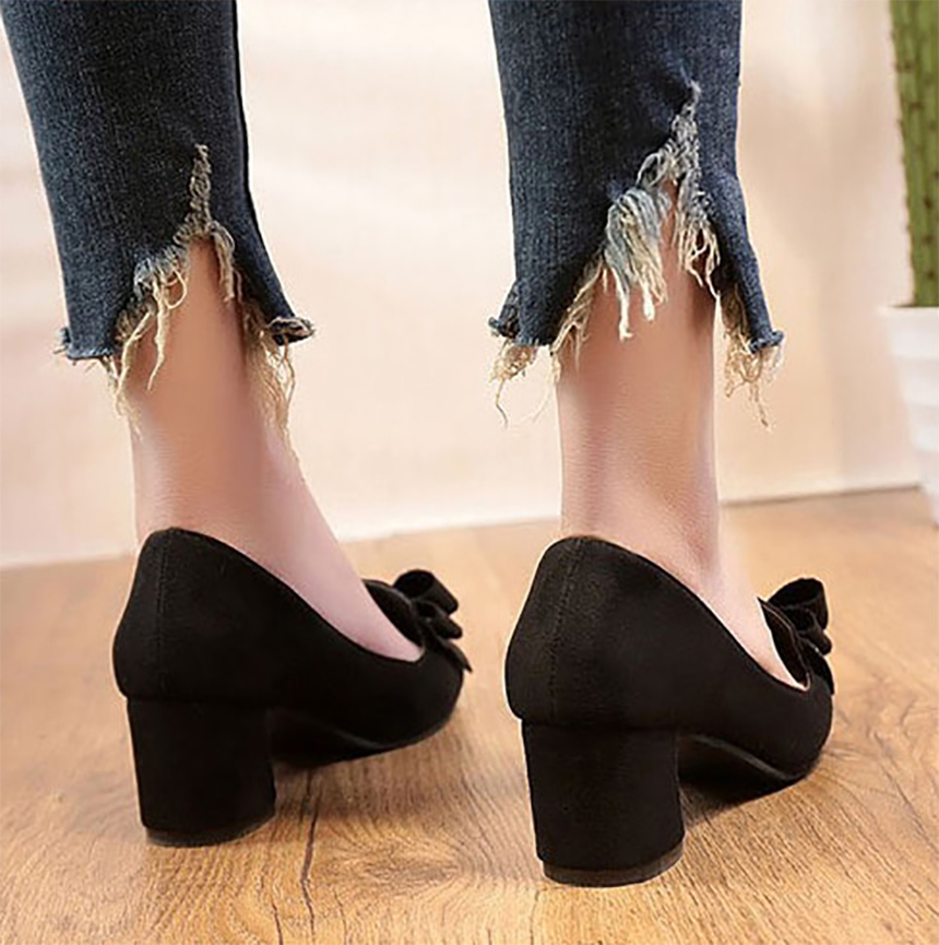 Ribbon Middle Hill Stiletto Pumps Shoes 6cm Female