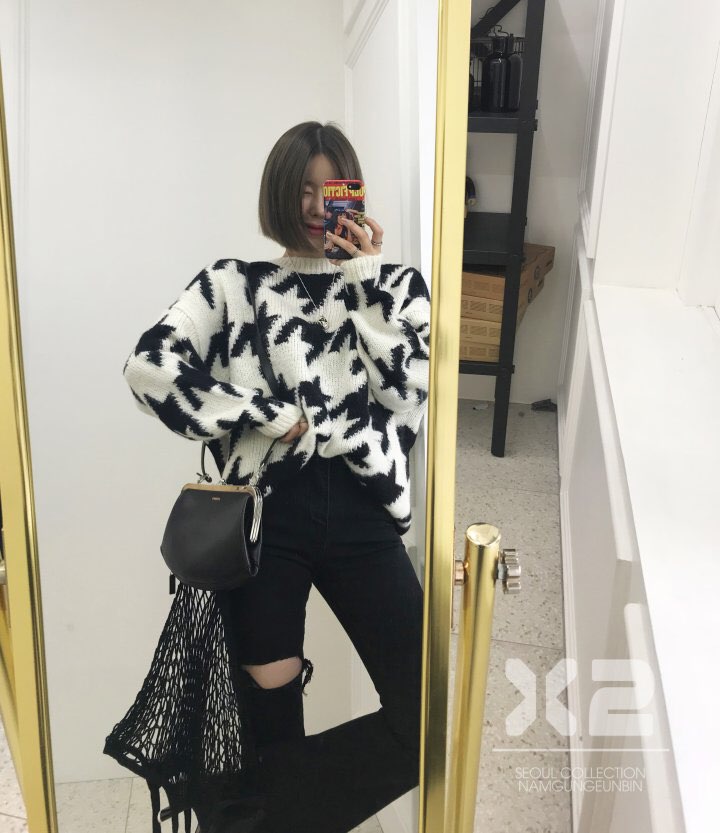 Korea Jeans Pants Square x 2 Black Hole Pants