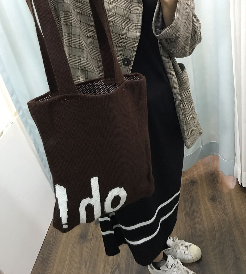 Double knit eco bag Shoulder bag Knit bag Winter k