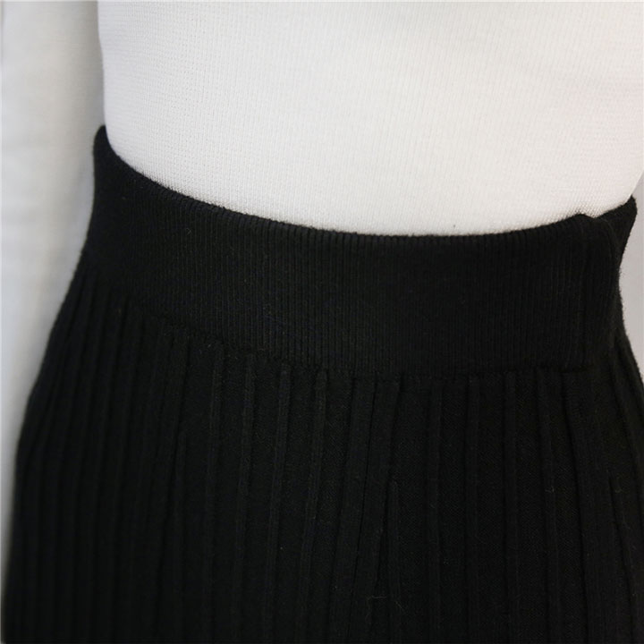 A line flared banding long skirt gray beige black 