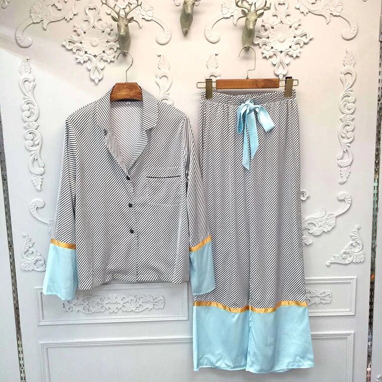 Imported Reica luxury silk long-sleeved pajamas cu