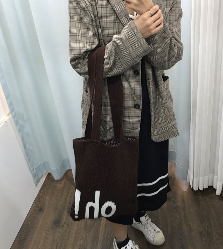 Double knit eco bag Shoulder bag Knit bag Winter k