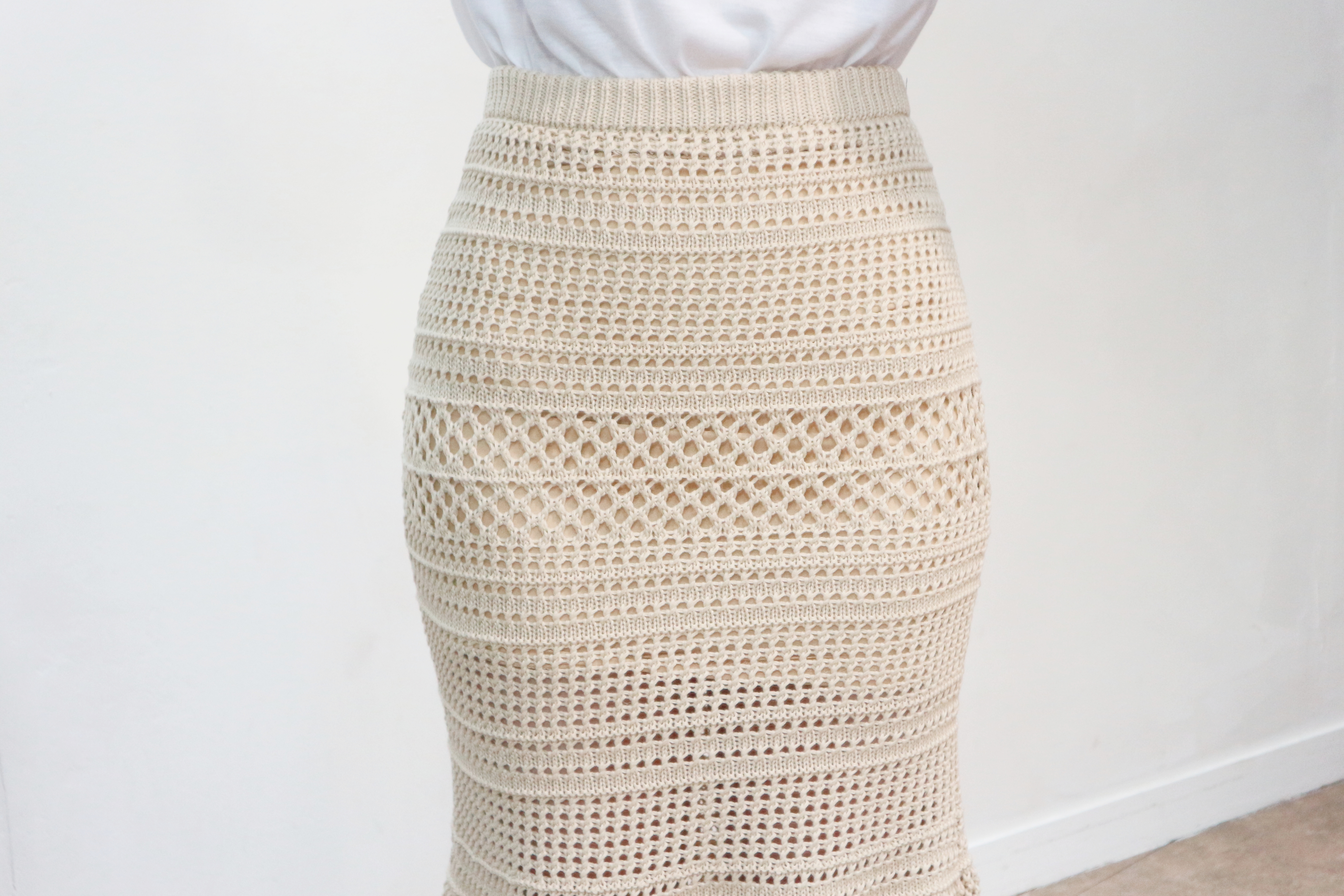 See-through Mermaid Knit Long Skirt Skirt Bending