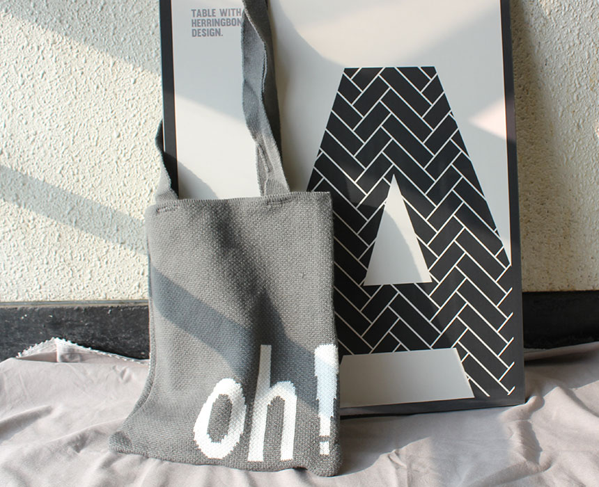 Double knit eco bag Shoulder bag Knit bag Winter k